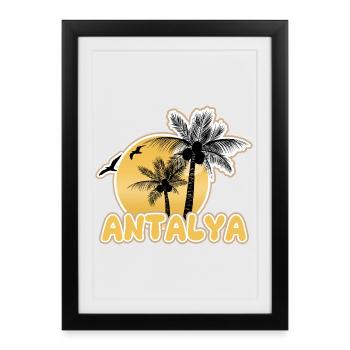 Plage d’Antalya - Affiche encadrée (27 × 37 cm) - noir - Devant