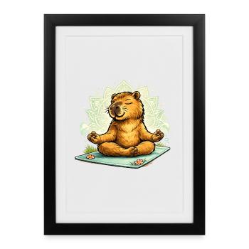 Sweet capybara doing yoga - Framed poster (27 × 37 cm) - black - Front