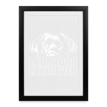 Labrador Retriever Portrait with Large Lettering - Framed poster (27 × 37 cm) - black - Front