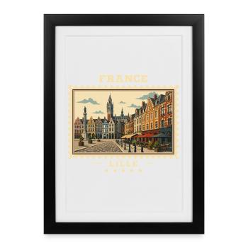 France Lille Vintage Travel Brand - Framed poster (27 × 37 cm) - black - Front