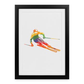 Colored skiers of long sleeve shirts - Framed poster (27 × 37 cm) - black - Front