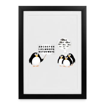 École - Pingouin - Affiche encadrée (27 × 37 cm) - noir - Devant