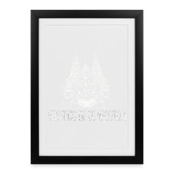 Saint Jacques de Compostelle Chemin de Saint-Jacques Camino - Affiche encadrée (27 × 37 cm) - noir - Devant