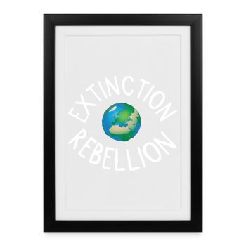 Extinction Rebellion Planet Earth white - Framed poster (27 × 37 cm) - black - Front
