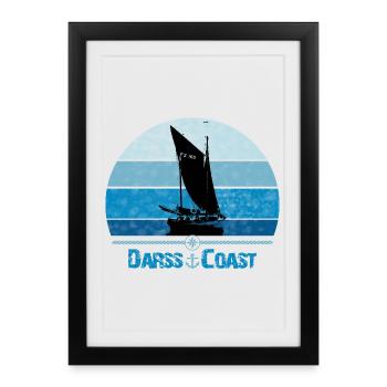 Côte Darss avec Zeesboot - Affiche encadrée (27 × 37 cm) - noir - Devant