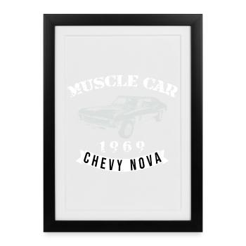 Vintage Chevelle Muscle Car Design - Gerahmtes Poster (27 × 37 cm) - Schwarz - Vorne