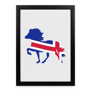 Drapeau islandais pour les chevaux - Affiche encadrée (27 × 37 cm) - noir - Devant