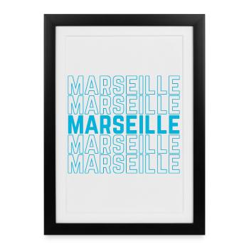 Marseille Outlined Repeat Neon Blue - Framed poster (27 × 37 cm) - black - Front