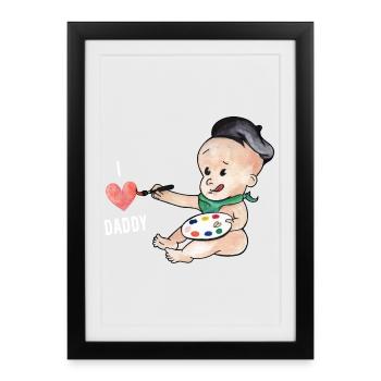 Le bébé aime papa - Affiche encadrée (27 × 37 cm) - noir - Devant