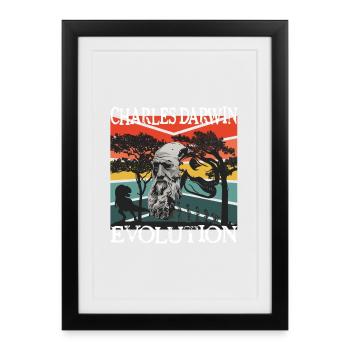 Charles Darwin Evolution textile gift idea - Framed poster (27 × 37 cm) - black - Front