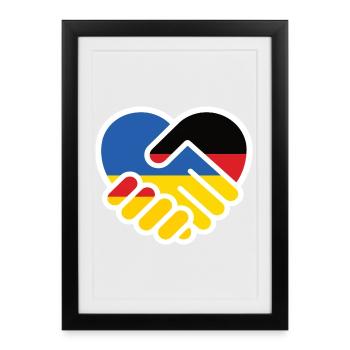 Cœur Solidaire Allemagne Ukraine - Affiche encadrée (27 × 37 cm) - noir - Devant