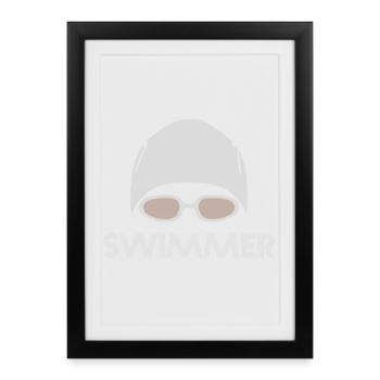 Nageur - Affiche encadrée (27 × 37 cm) - noir - Devant