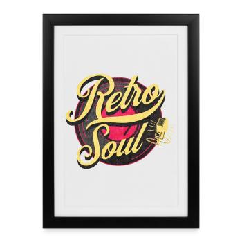 Musique Vintage Soul Rétro - Affiche encadrée (27 × 37 cm) - noir - Devant