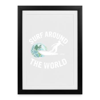 SURF autour du monde - Affiche encadrée (27 × 37 cm) - noir - Devant