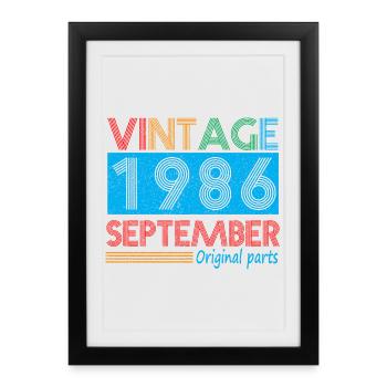 Millésime Septembre 1986 39 ans Cadeaux d’anniversaire - Affiche encadrée (27 × 37 cm) - noir - Devant