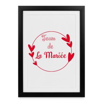 Team de la mariée contour cœurs rouges - Affiche encadrée (27 × 37 cm) - noir - Devant