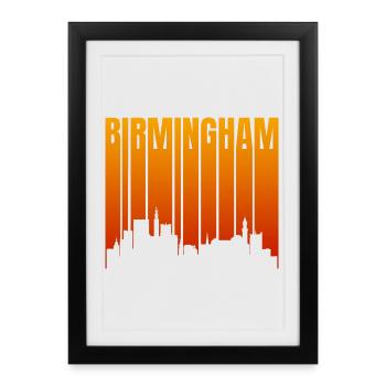 Rayures néon de la Skyline de Birmingham - Affiche encadrée (27 × 37 cm) - noir - Devant