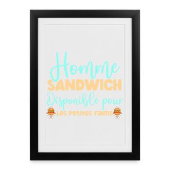 Homme sandwich disponible pour les petites faims - Affiche encadrée (27 × 37 cm) - noir - Devant