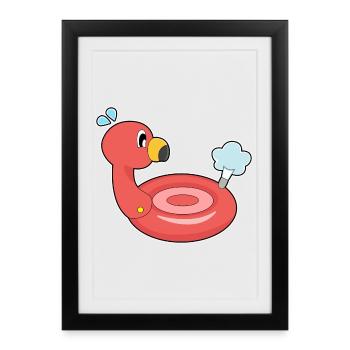 Matelas pneumatique Flamingo - Affiche encadrée (27 × 37 cm) - noir - Devant