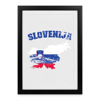 Carte du drapeau de la Slovénie utilisée - Affiche encadrée (27 × 37 cm) - noir - Devant