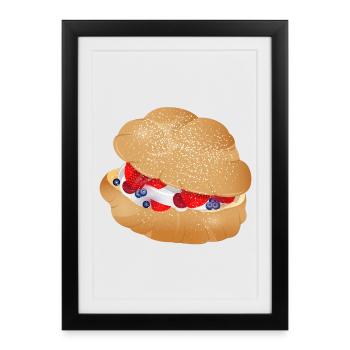 Feuilleté à la crème farci à la crème et aux baies - Affiche encadrée (27 × 37 cm) - noir - Devant