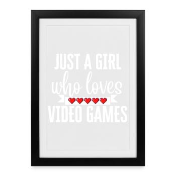 Juste une fille qui adore les jeux vidéo - Affiche encadrée (27 × 37 cm) - noir - Devant