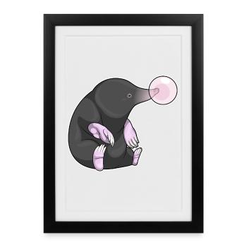 Gomme à mâcher taupe - Affiche encadrée (27 × 37 cm) - noir - Devant