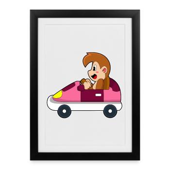 Monkey Car - Framed poster (27 × 37 cm) - black - Front