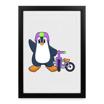 Vélo Pingouin - Affiche encadrée (27 × 37 cm) - noir - Devant