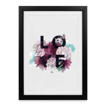 Love and Flowers in Pink - Framed poster (27 × 37 cm) - black - Front