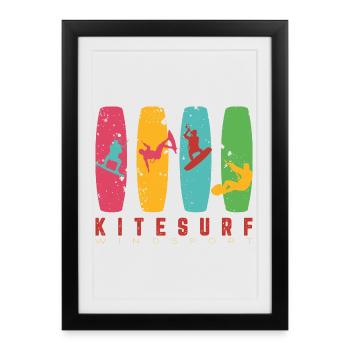 KITESURF 2023 - Affiche encadrée (27 × 37 cm) - noir - Devant