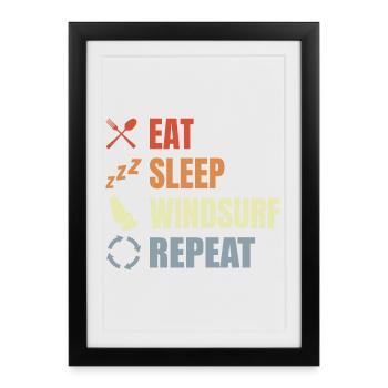 Routine de véliplanchiste - Affiche encadrée (27 × 37 cm) - noir - Devant