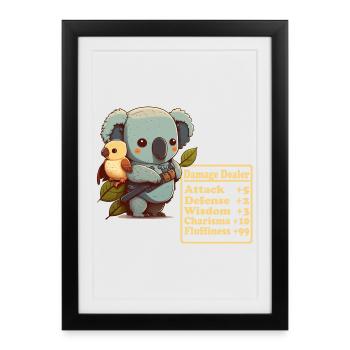 Damage-inflicting cute koala with bird shows - Framed poster (27 × 37 cm) - black - Front