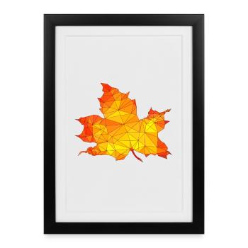 Polygonal Autumn Maple Tree Leaf Poly Art - Framed poster (27 × 37 cm) - black - Front