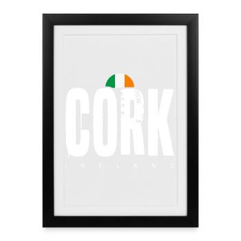 Cork Ireland Flag Emblem - Framed poster (27 × 37 cm) - black - Front