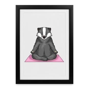 Badger Yoga Fitness Meditation - Affiche encadrée (27 × 37 cm) - noir - Devant