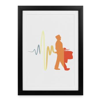 Tambour de marche - Affiche encadrée (27 × 37 cm) - noir - Devant