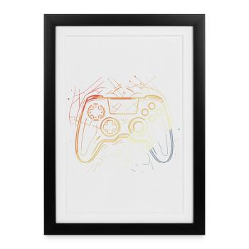 Gaming Controller Sketch Retro - Framed poster (27 × 37 cm) - black - Front