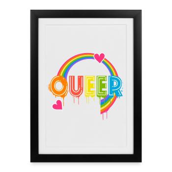 Typographie queer Mois de la fierté Égalité des droits LGBTQ - Affiche encadrée (27 × 37 cm) - noir - Devant