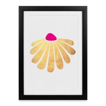 Fleur d’or Yoga Décoration Printemps Rose - Affiche encadrée (27 × 37 cm) - noir - Devant
