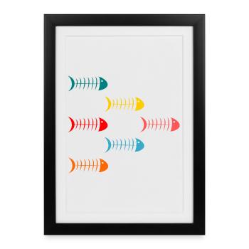 FISH. APRIL FOOL. HOLIDAY. SUMMER. HUMOR. - Framed poster (27 × 37 cm) - black - Front