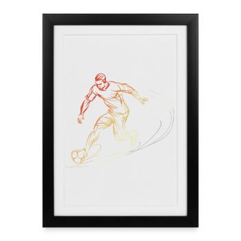 Joueur de football Croquis Vintage - Affiche encadrée (27 × 37 cm) - noir - Devant