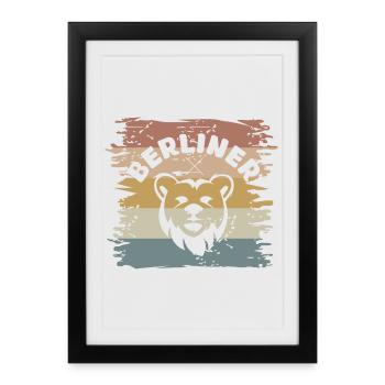 Retro Berlin Bear Comic Cartoon Vintage Symbol Logo - Framed poster (27 × 37 cm) - black - Front