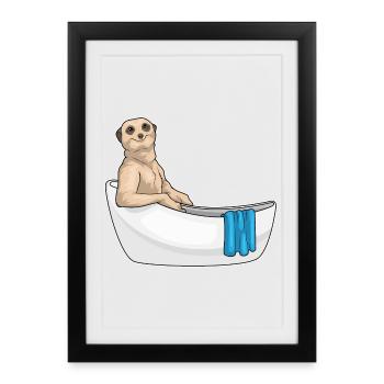 Meerkat Bathing Bathtub - Framed poster (27 × 37 cm) - black - Front