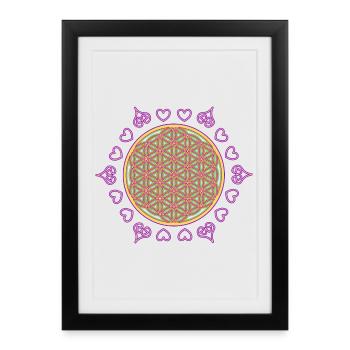 Fleur de Vie - Affiche encadrée (27 × 37 cm) - noir - Devant