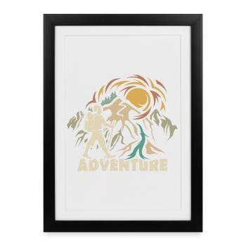 rétro randonnée aventure vintage trekking nature - Affiche encadrée (27 × 37 cm) - noir - Devant