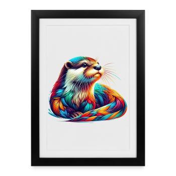 Loutre - Affiche encadrée (27 × 37 cm) - noir - Devant