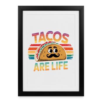 Les tacos vintage sont une illustration de la vie - Affiche encadrée (27 × 37 cm) - noir - Devant