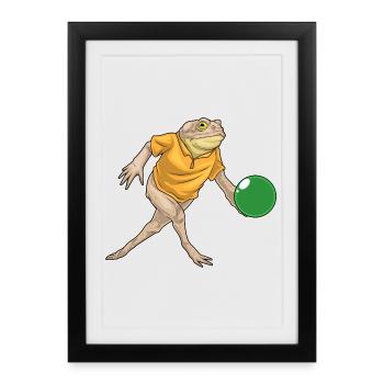 Grenouille Bowling Boule de bowling - Affiche encadrée (27 × 37 cm) - noir - Devant