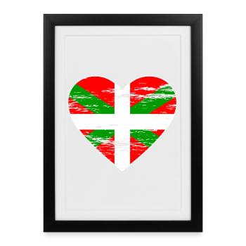 Drapeau basque coeur utilisé - Affiche encadrée (27 × 37 cm) - noir - Devant